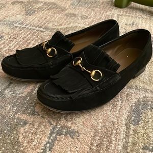 Gucci classic black suede loafer 38